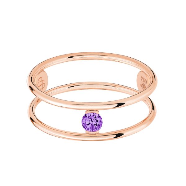Bague La Brune et La Blonde Hula Hoop en or rose et améthyste 0,10 carat