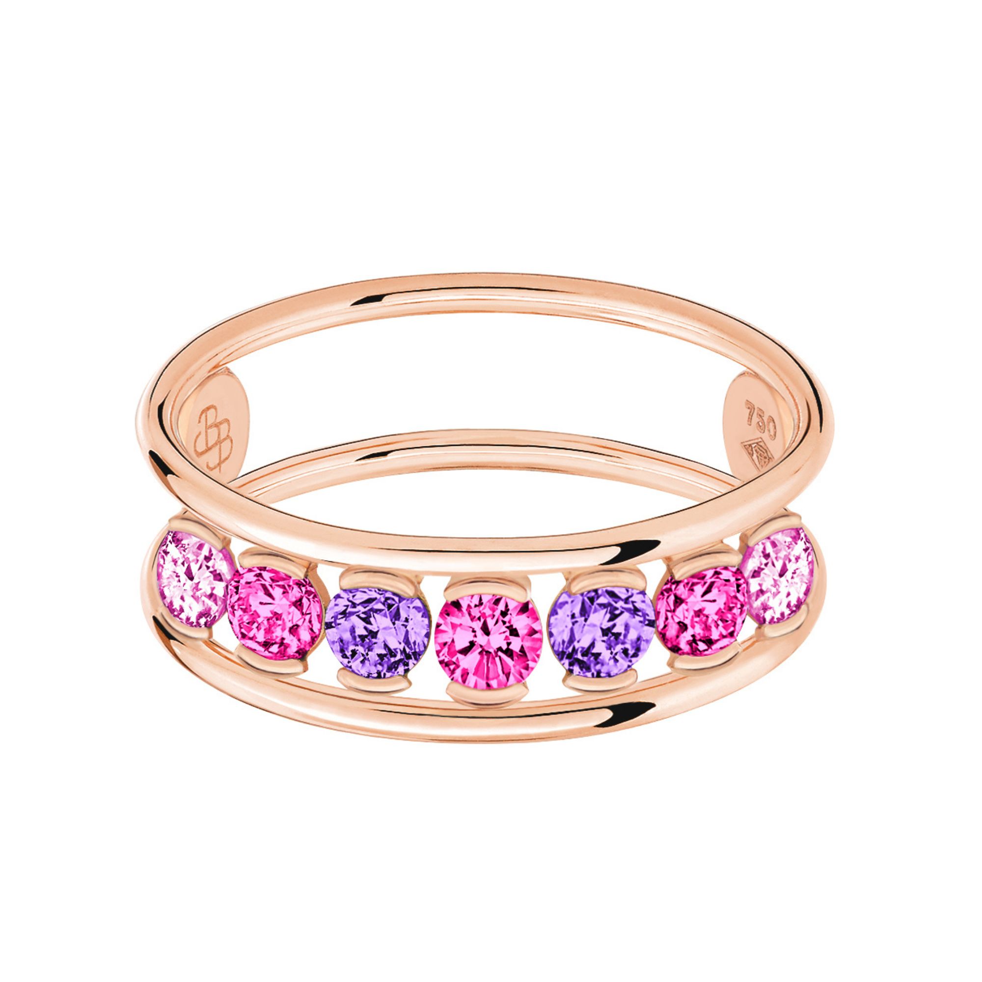 La Brune et La Blonde Hula Hoop ring in rose gold and amethyst 0.10 carat