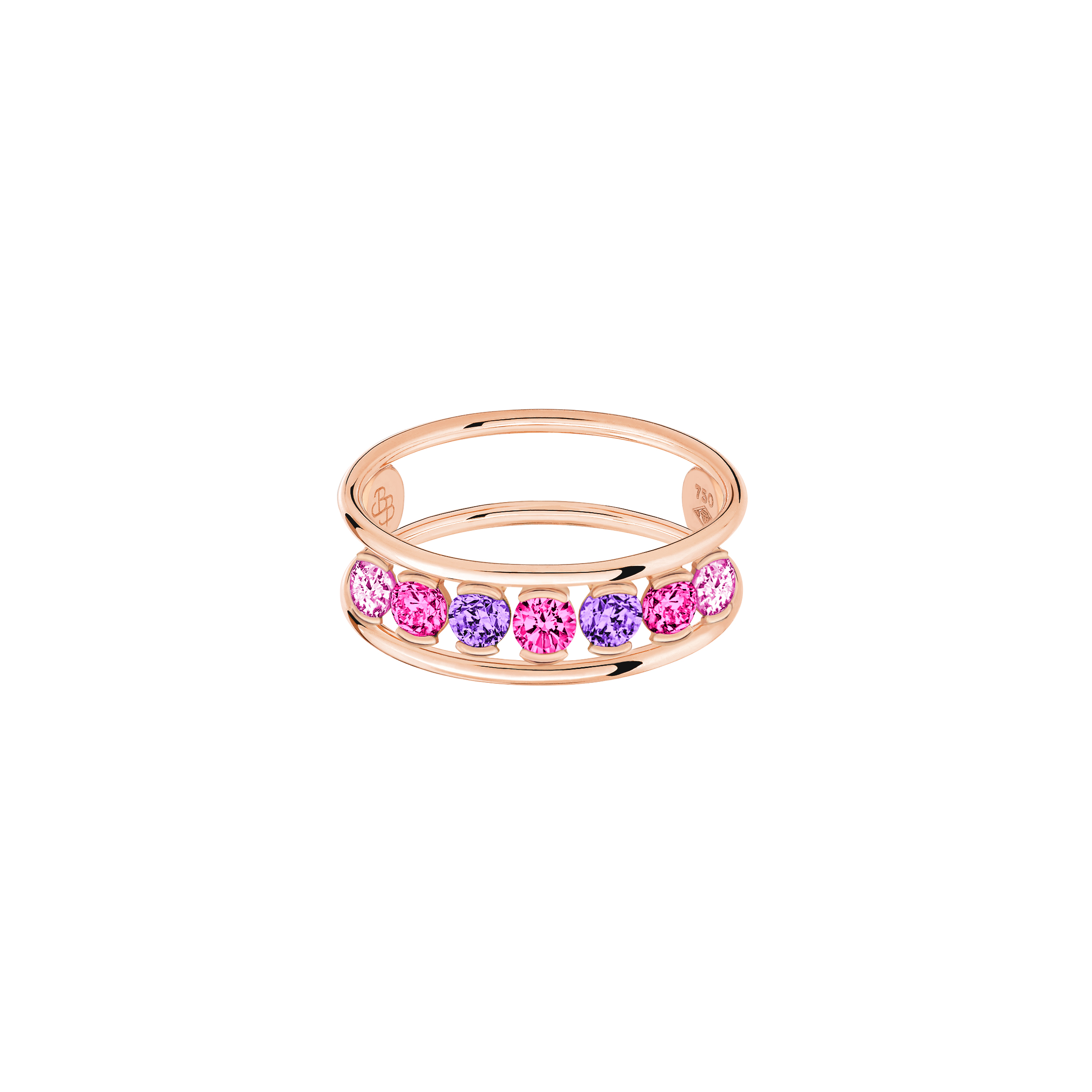 La Brune et La Blonde Hula Hoop ring in rose gold and amethyst 0.10 carat