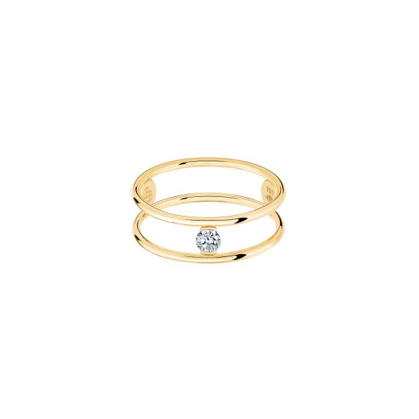 La Brune et La Blonde Hula Hoop ring in yellow gold and diamond 0.10 carat