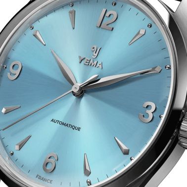 Montre Yema Urban Classic automatique cadran bleu clair bracelet acier maille milanaise 37,5 mm YUBC24-37-JM