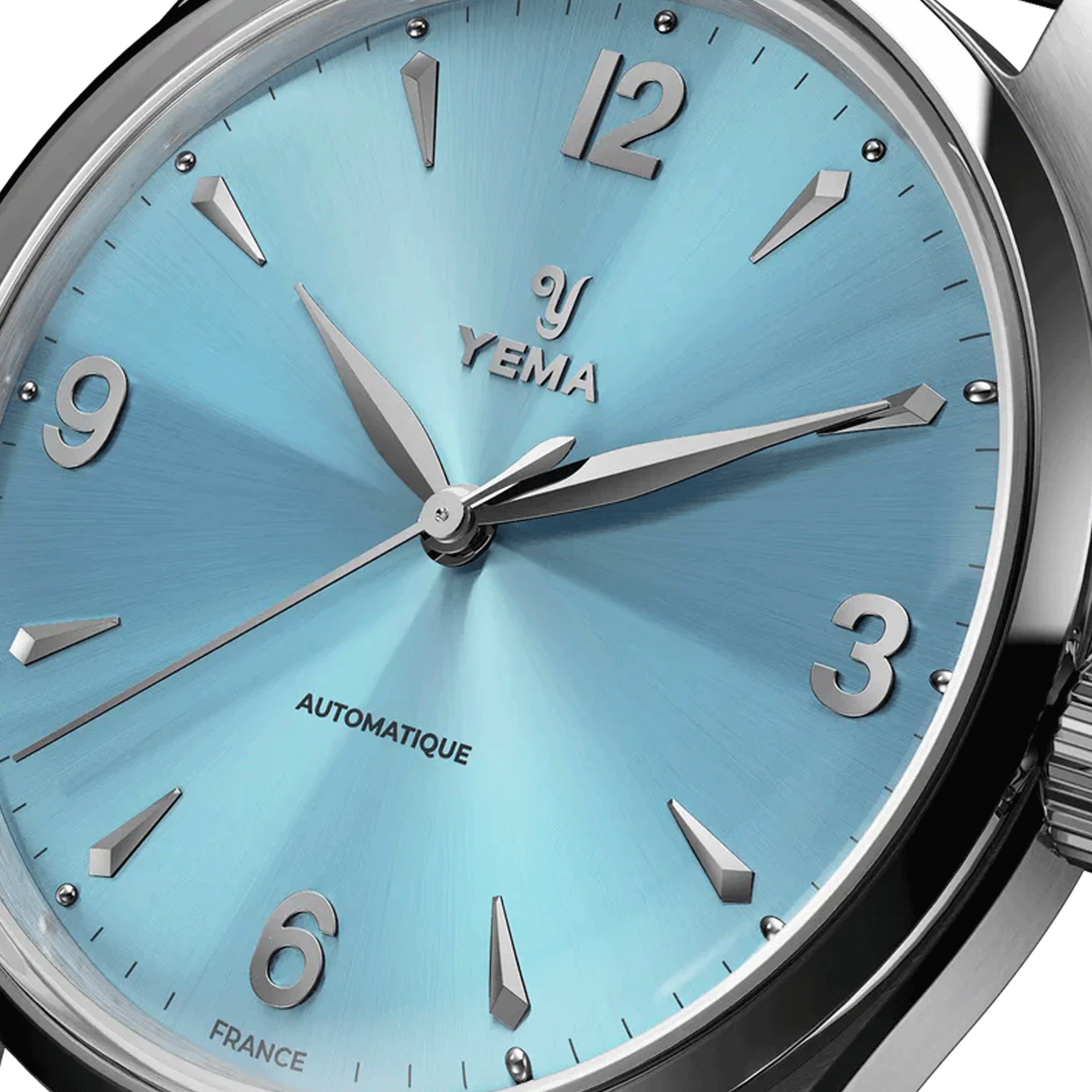 Montre Yema Urban Classic automatique cadran bleu clair bracelet acier maille milanaise 37,5 mm YUBC24-37-JM