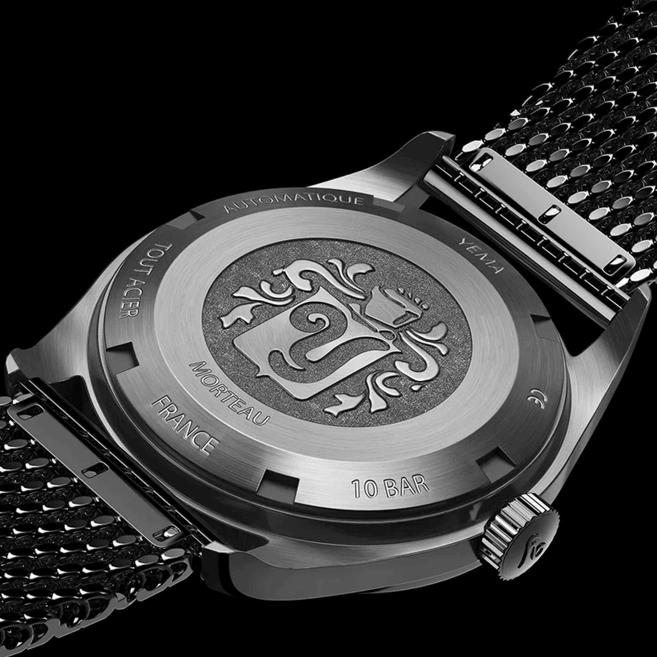 Montre Yema Urban Classic automatique cadran bleu clair bracelet acier maille milanaise 37,5 mm YUBC24-37-JM