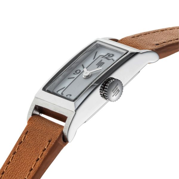 Montre Lip Churchill T13 quartz cadran blanc bracelet cuir 13 x 29 mm
