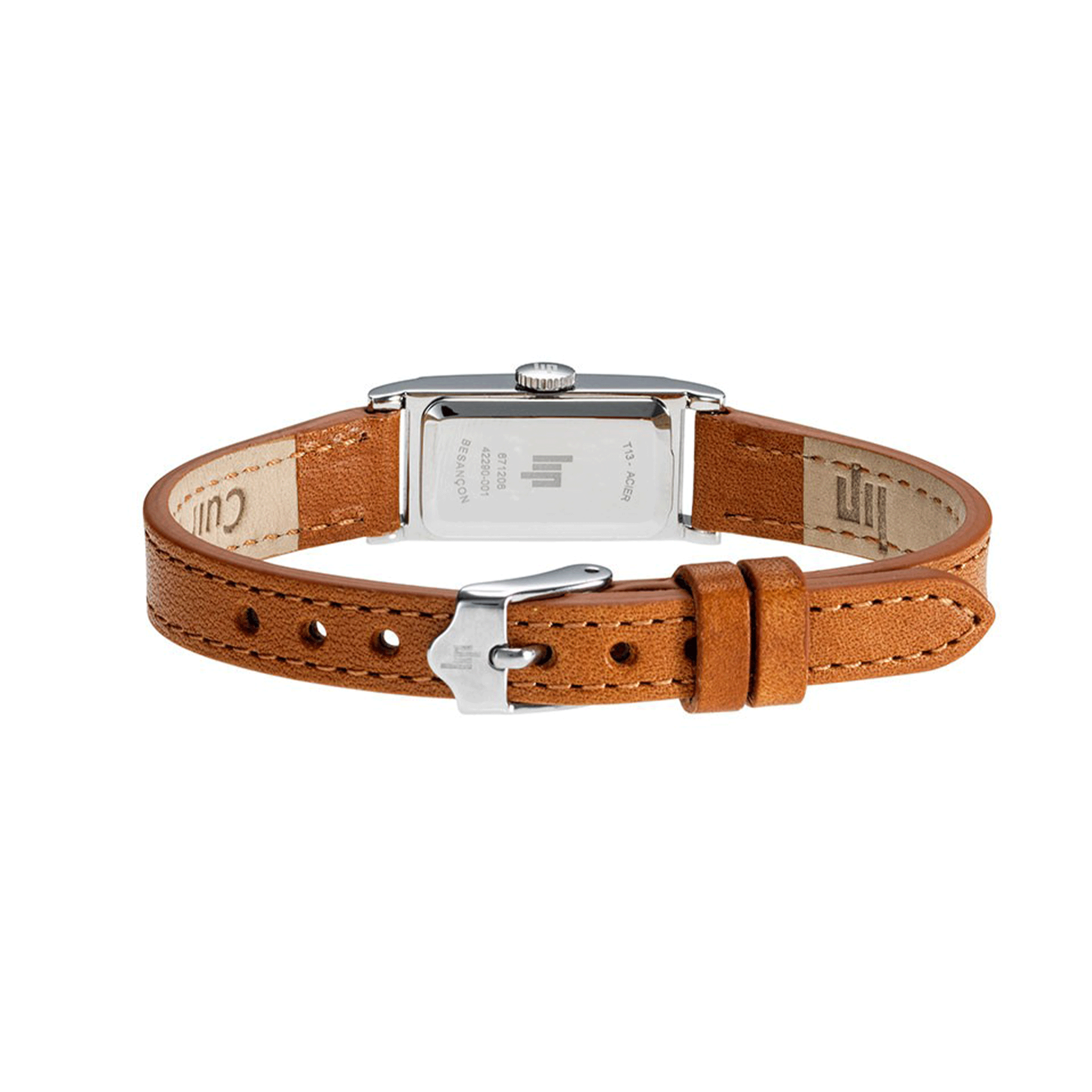 Montre Lip Churchill T13 quartz cadran blanc bracelet cuir 13 x 29 mm