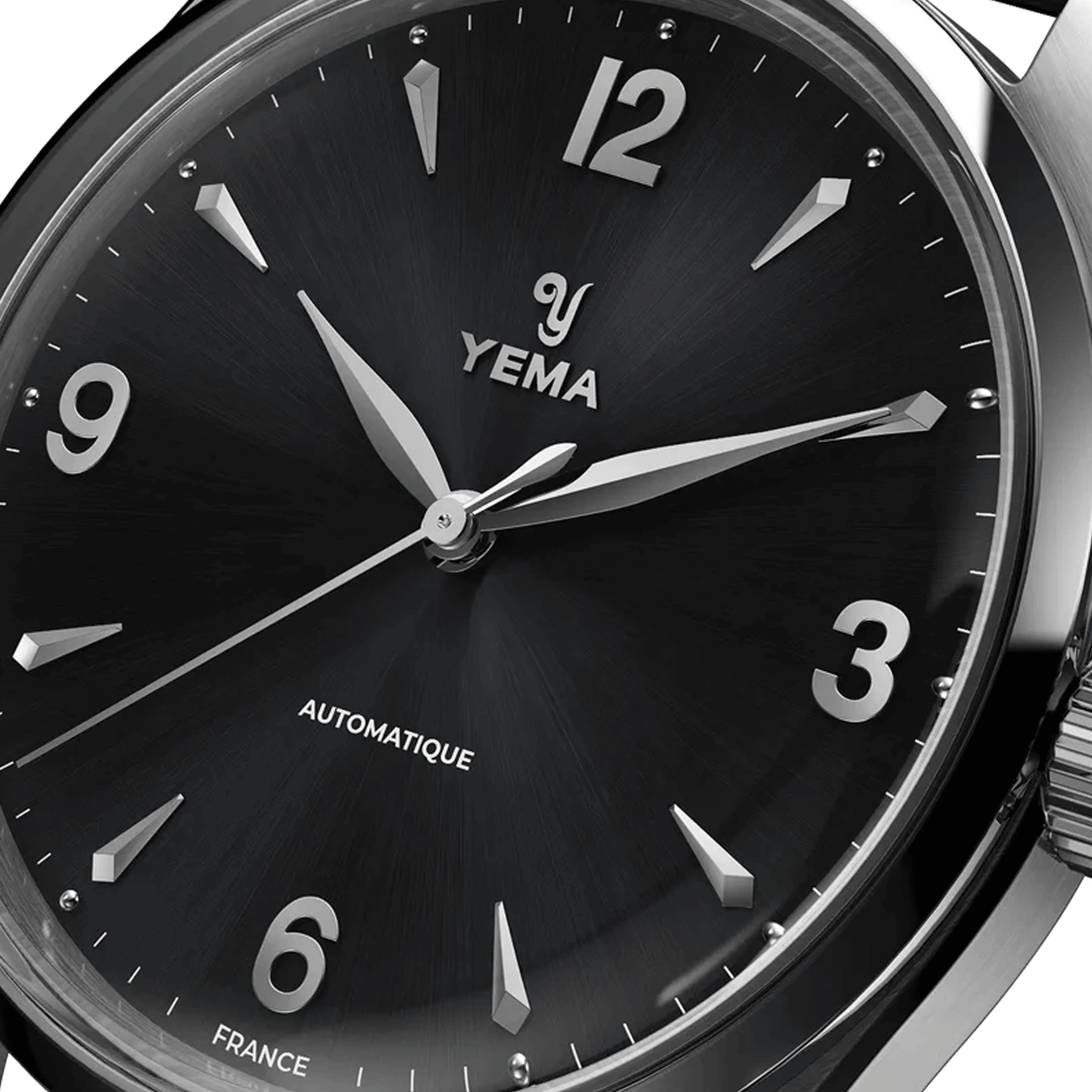 Montre Yema Urban Classic automatique cadran noir bracelet cuir noir 37,5 mm YUBC24-37-AA64