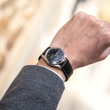 Yema Urban Classic automatic watch black dial black leather strap 37.5 mm YUBC24-37-AA64