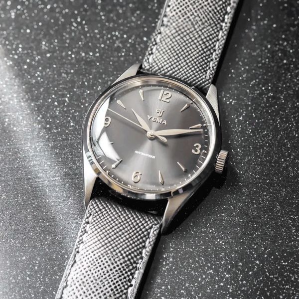 Montre Yema Urban Classic automatique cadran noir bracelet cuir noir 37,5 mm YUBC24-37-AA64