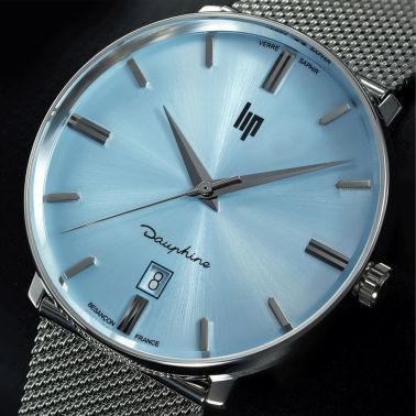 Lip Dauphine quartz sky blue dial steel bracelet 38 mm