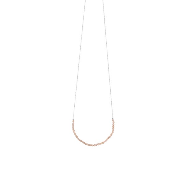 Collier Claverin Mini Rock My Pearls en or blanc et perles roses