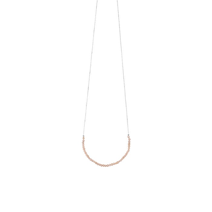 Collier Claverin Mini Rock My Pearls en or blanc et perles roses