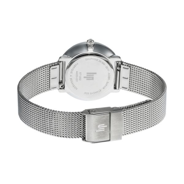 Montre Lip Dauphine quartz cadran bleu ciel bracelet acier milanais 29 mm