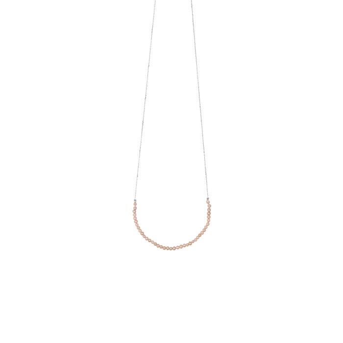 Collier Claverin Mini Rock My Pearls en or blanc et perles roses