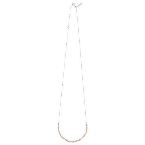 Collier Claverin Mini Rock My Pearls en or blanc et perles roses