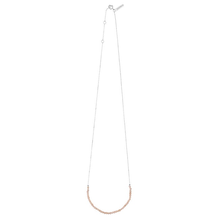 Collier Claverin Mini Rock My Pearls en or blanc et perles roses