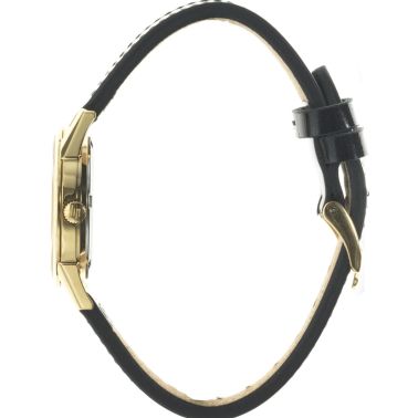 Lip Himalaya Golden quartz silver dial black leather strap 29 mm