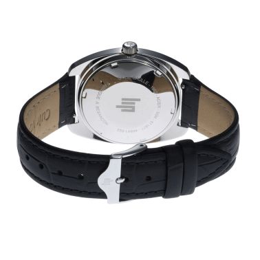Lip Général De Gaulle quartz silver dial black leather strap 35 mm