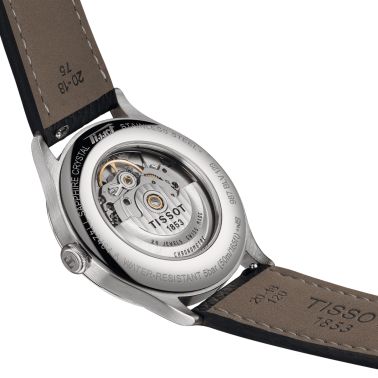 Montre Tissot Heritage COSC 1938 automatique cadran blanc bracelet cuir bleu 39 mm T142.464.16.032.00