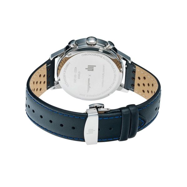 Lip Rallye Chrono "Grand Prix de France Historique" Automatic blue & silver dial leather strap 42 mm