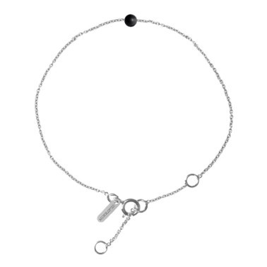 Bracelet Claverin Simply Mini en or blanc et perle agate noire