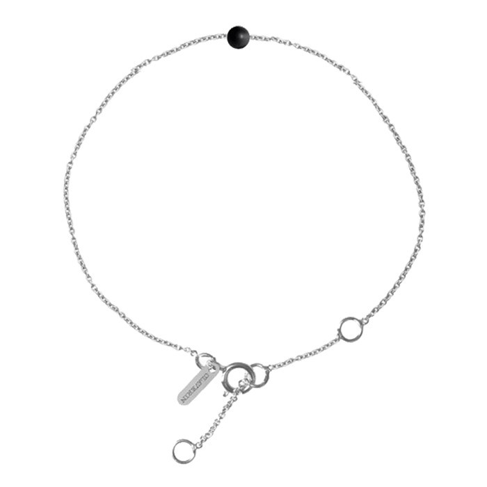 Bracelet Claverin Simply Mini en or blanc et perle agate noire