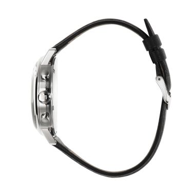 Lip Rallye Chrono mecaquartz black & white dial leather strap 39 mm