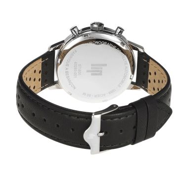 Lip Rallye Chrono mecaquartz black & white dial leather strap 39 mm