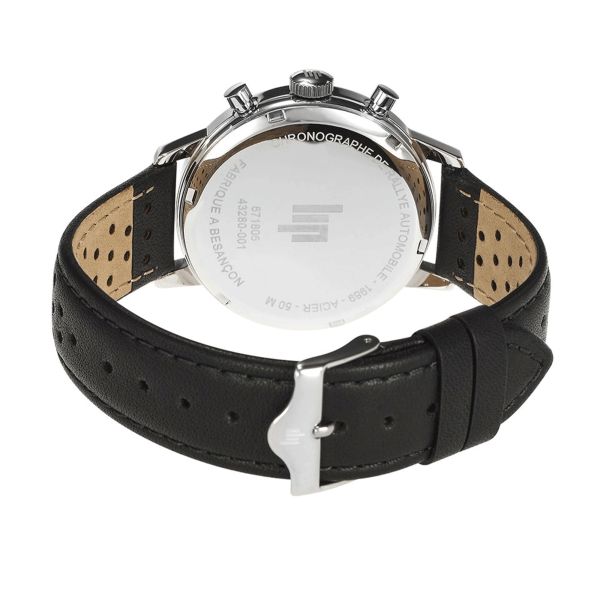 Lip Rallye Chrono mecaquartz black & white dial leather strap 39 mm