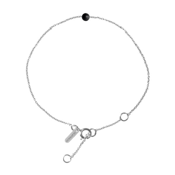 Bracelet Claverin Simply Mini en or blanc et perle agate noire