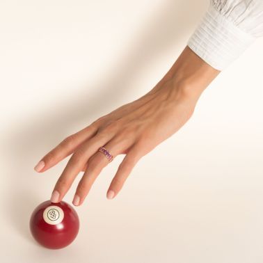 La Brune et La Blonde Hula Hoop Jaipur ring in rose gold with pink sapphires, rubies and amethysts 0.80 carat