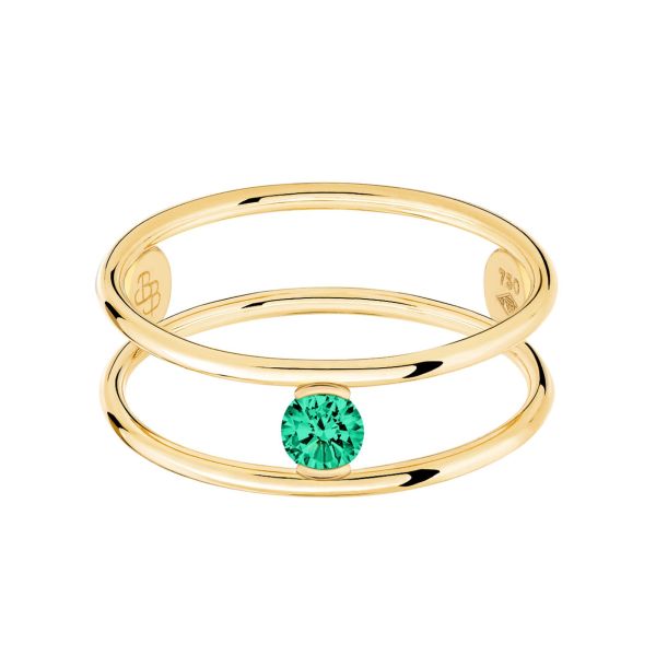 Bague La Brune et La Blonde Hula Hoop en or jaune et émeraude 0,15 carat