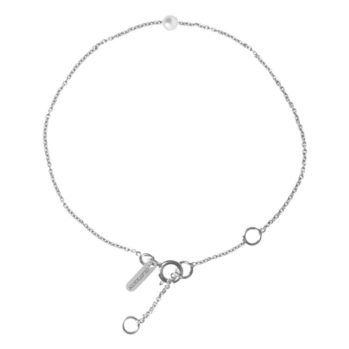 Bracelet Claverin Simply Mini en or blanc et perle blanche