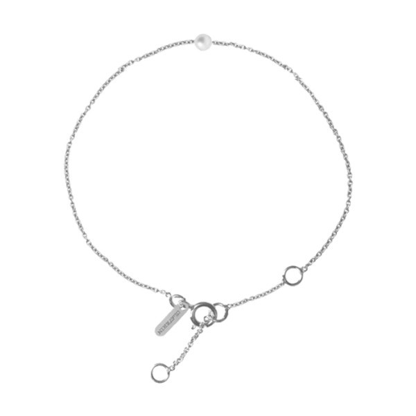 Bracelet Claverin Simply Mini en or blanc et perle blanche