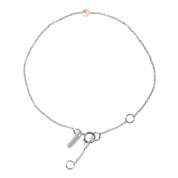 Bracelet Claverin Simply Mini en or blanc et perle rose