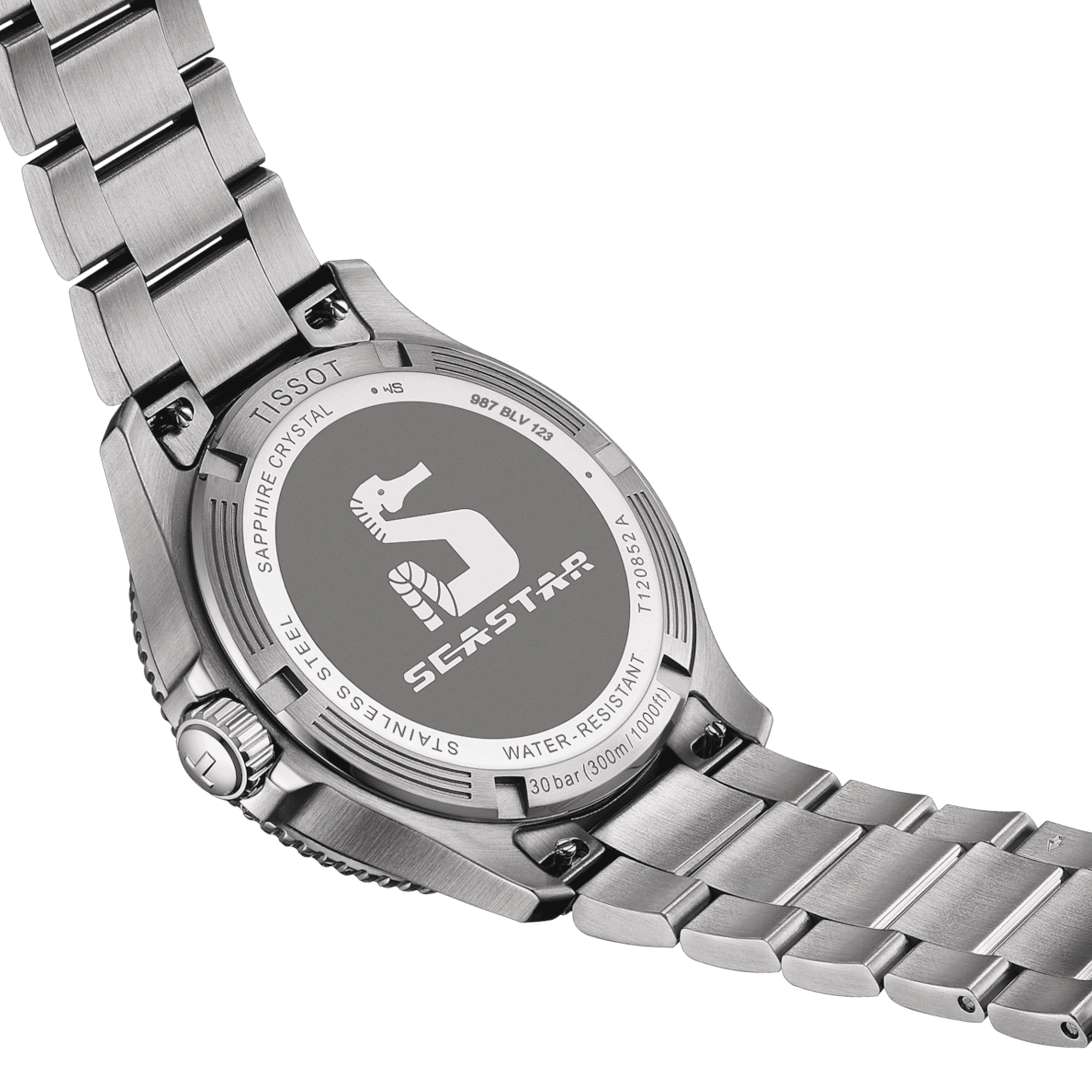 Tissot Seastar 1000 GMT quartz watch black and green bezel black dial steel bracelet 40 mm T120.852.11.051.00
