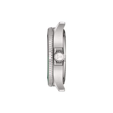 Tissot Seastar 1000 GMT quartz watch black and green bezel black dial steel bracelet 40 mm T120.852.11.051.00