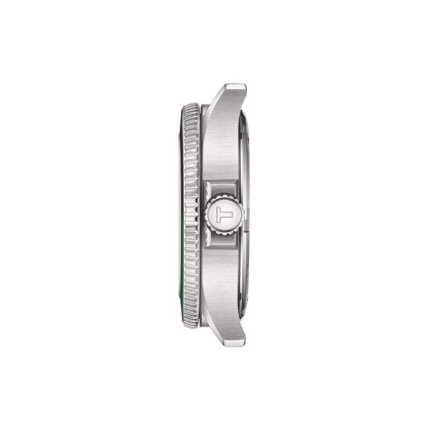 Tissot Seastar 1000 GMT quartz watch black and green bezel black dial steel bracelet 40 mm T120.852.11.051.00
