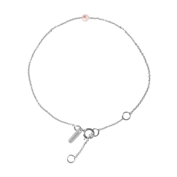 Bracelet Claverin Simply Mini en or blanc et perle rose