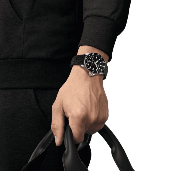 Tissot Seastar 1000 GMT quartz watch black bezel black dial black rubber strap 40 mm T120.852.17.051.00