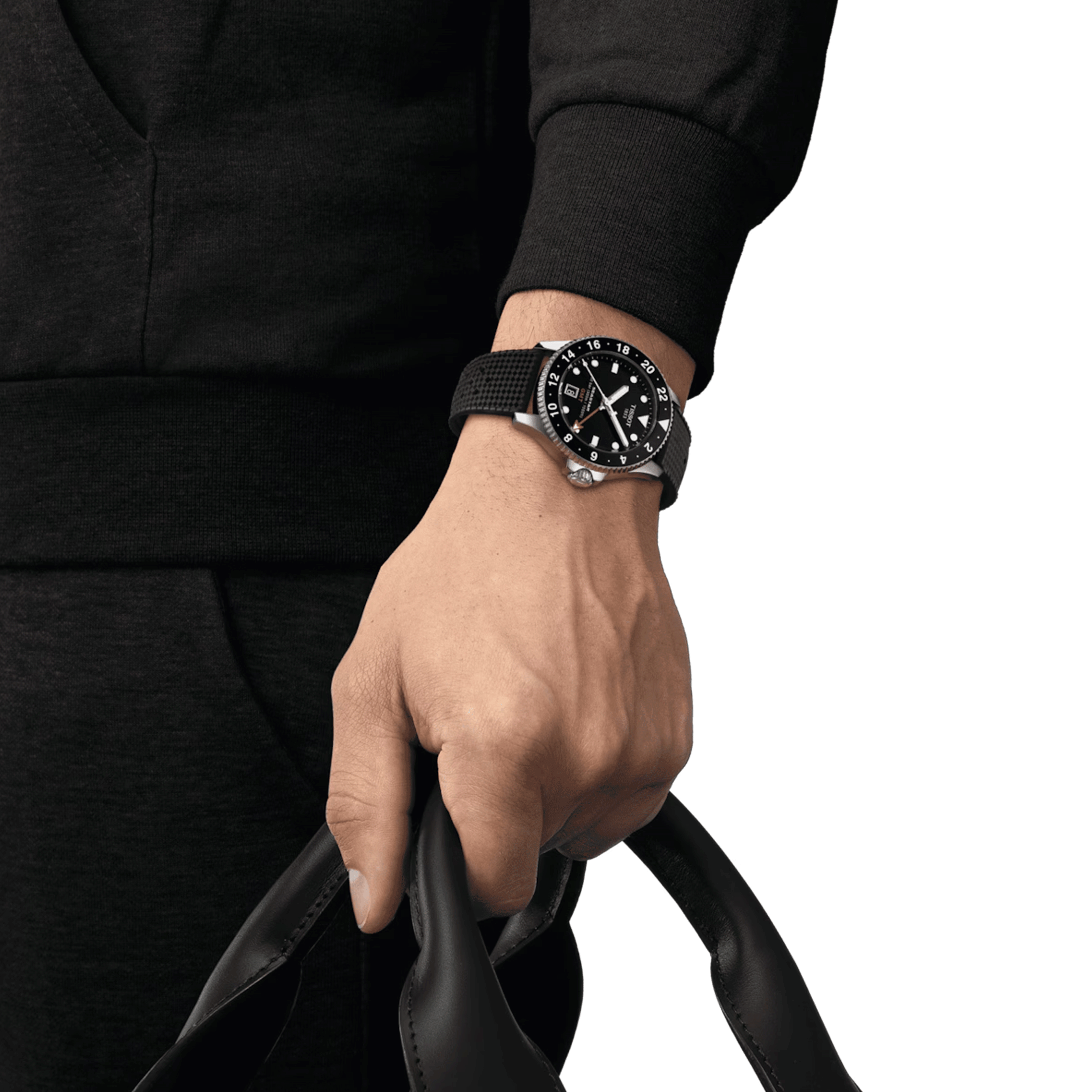 Tissot Seastar 1000 GMT quartz watch black bezel black dial black rubber strap 40 mm T120.852.17.051.00