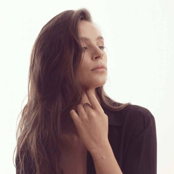 Bracelet Claverin Simply Mini en or blanc et perle rose