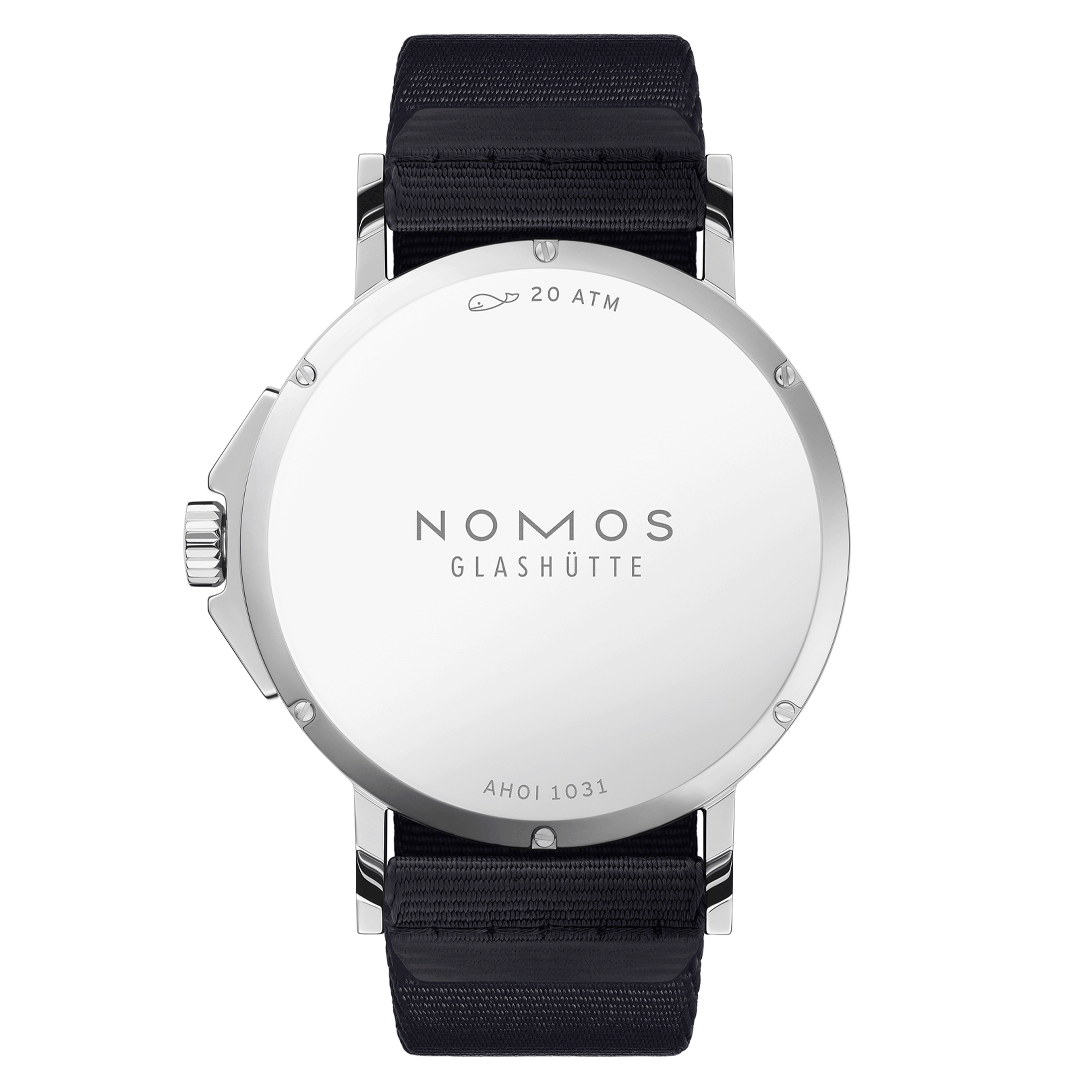 Montre Nomos Ahoi Neomatik Date Atlantique automatique fond acier cadran bleu bracelet tissu bleu noir 38,5 mm