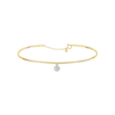 Jonc La Brune et La Blonde 360° en or jaune diamant taille brillant 0,10 carat - Soldat_PL