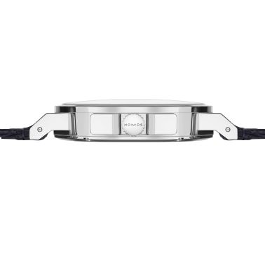 Montre Nomos Ahoi Neomatik Date Atlantique automatique fond acier cadran bleu bracelet tissu bleu noir 38,5 mm