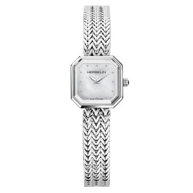 Montre Michel Herbelin Octogone quartz cadran nacré index diamants bracelet acier 22,2 mm