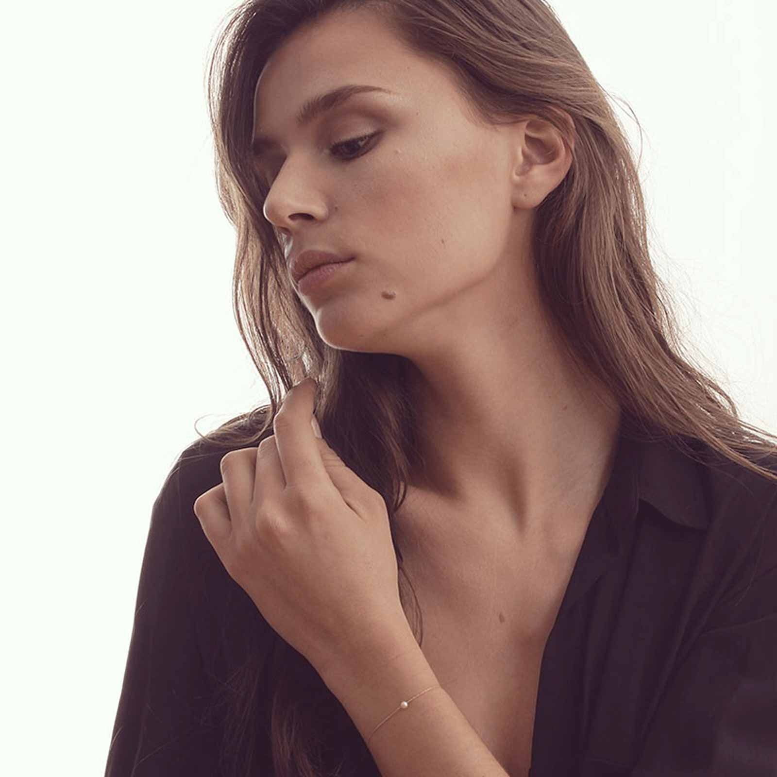 Bracelet Claverin Simply Mini en or jaune et perle rose