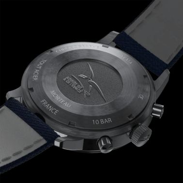 Montre Yema Flygraf Bi-Compax AAE Meca-Quartz cadran bleu bracelet tissu bleu 40 mm
