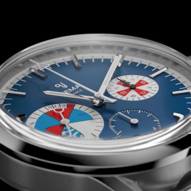 Yema Yachtingraf Croisière Meca-Quartz blue dial blue leather strap 38,5 mm