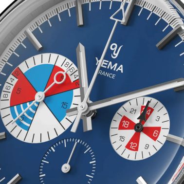 Yema Yachtingraf Croisière Meca-Quartz blue dial blue leather strap 38,5 mm