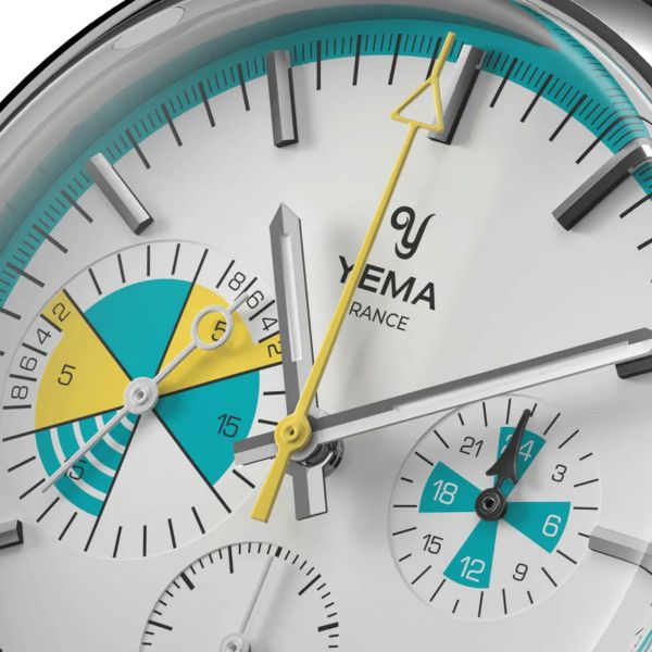 Montre Yema Yachtingraf Croisière Meca-Quartz cadran blanc bracelet cuir blanc 38,5 mm